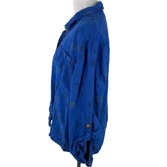 Chico's Design Blue Linen Chinese Women's Button Up Shirt - Picture 6 of 6